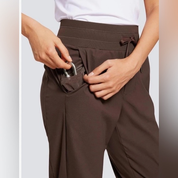 CRZ YOGA Brown Joggers Cuffed Ankle Drawstring Waist Women’s Size M 8/10 - Picture 2 of 7